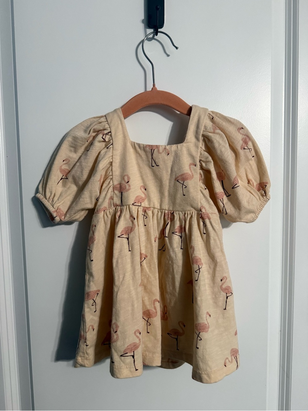 Rylee + Cru Cream Dress with Pink Flamingo Print